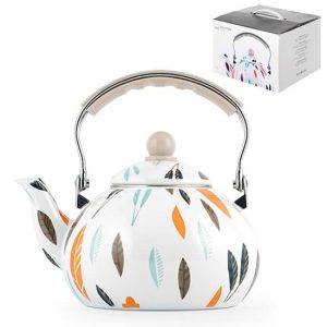 Bollitore in metallo smaltato decoro Foglie Colorate 3 litri H&H