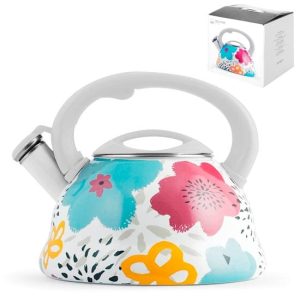 Bollitore in metallo smaltato decoro Fiori 3 litri H&H