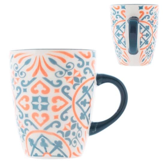 Tazza Mug Capri H&H stoneware decoro arancio grigio cc 340