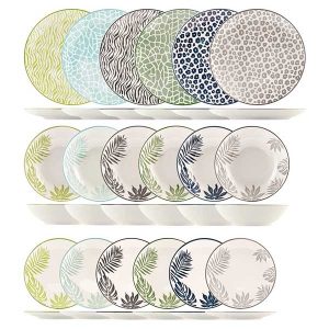 Servizio 18 pezzi tavola Jungle in stoneware decorato H&H
