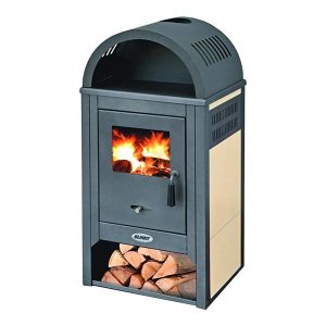 Stufa a legna acciaio Blinky fianchi ceramica VIENNA S avorio 10 KW