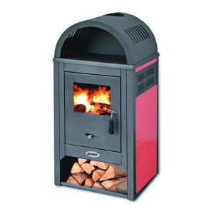 Stufa a legna acciaio Blinky fianchi ceramica VIENNA S rosso 10 KW