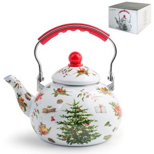 Bollitore in smalto decorato 2,5 litri H&H Natale