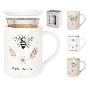 Tazza te tisana con coperchio e filtro 415 cc decori assortiti Botanicum H&H