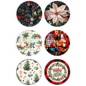Sottopentola decoro natale ceramica fondo termoisolante sughero H&H