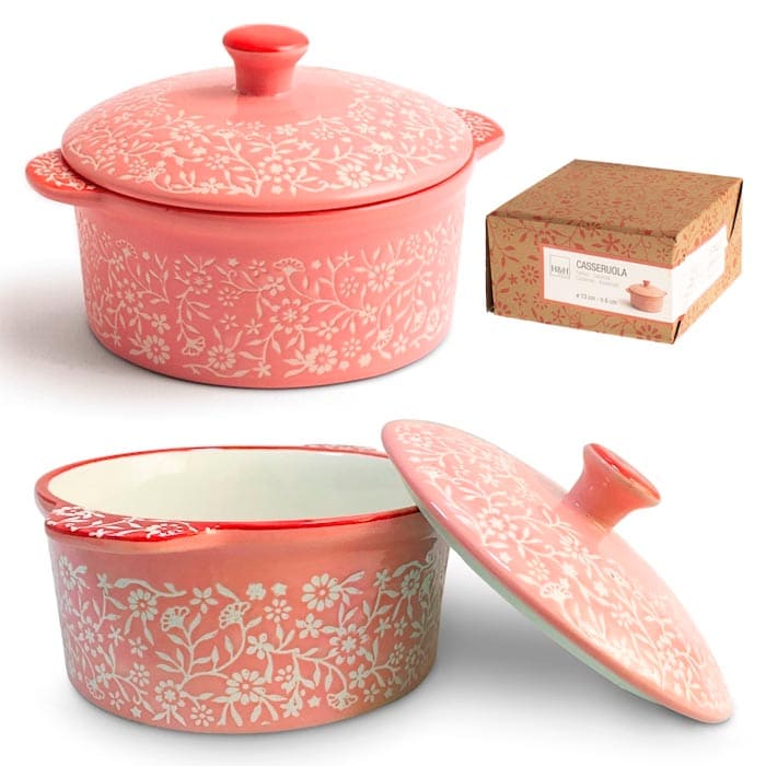Casseruola con coperchio in Stoneware decorato Madame H&H 13x6 CM