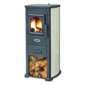Stufa a legna acciaio Blinky Lux Berna porta vetro Avorio 5,3 KW