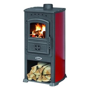 Stufa a legna acciaio Blinky Zar Modena porta vetro Rosso 7,3 KW