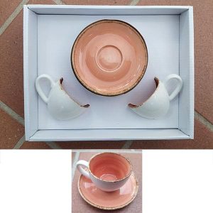 Set 2 tazze caffè 100cc con piattino H&H in porcellana Mediterranea