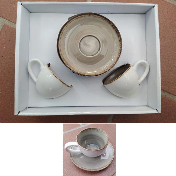 Set 2 tazze caffè 100cc con piattino H&H in porcellana Mediterranea
