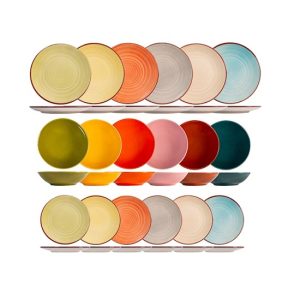 Servizio 18 pezzi piatti Cocoon in stoneware decorato H&H