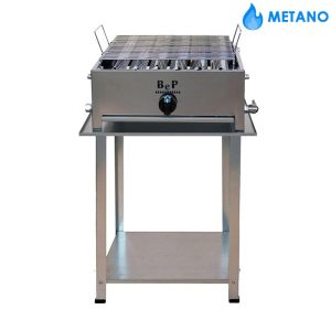 Barbecue Gas Inox 1 Fuoco Completo di Kit Ruote Bep Metano