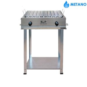 Barbecue Gas Inox 2 Fuochi Completo di Kit Ruote Bep Metano