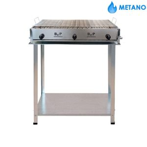 Barbecue Gas Inox 3 Fuochi Completo di Kit Ruote Bep Metano