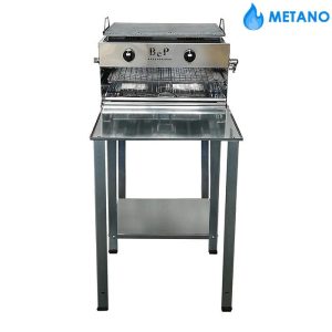 Barbecue Gas Inox Big Squalo con Stop Gas e Kit ruote Bep Metano