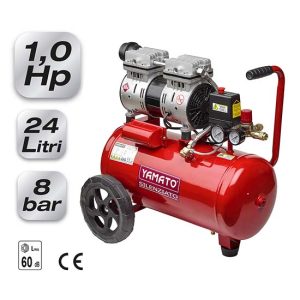 Compressore carrellato Yamato 24 Litri 1 HP 8 bar Silenziato Oilless