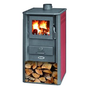 Stufa a legna acciaio Blinky Atene S porta vetro Rosso 7,2 KW