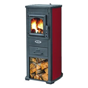 Stufa a legna acciaio Blinky Lux Berna porta vetro Rosso 5,3 KW