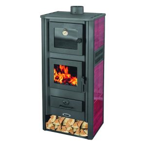 Stufa a legna acciaio con forno Blinky Roma S Rosso 11,3 KW